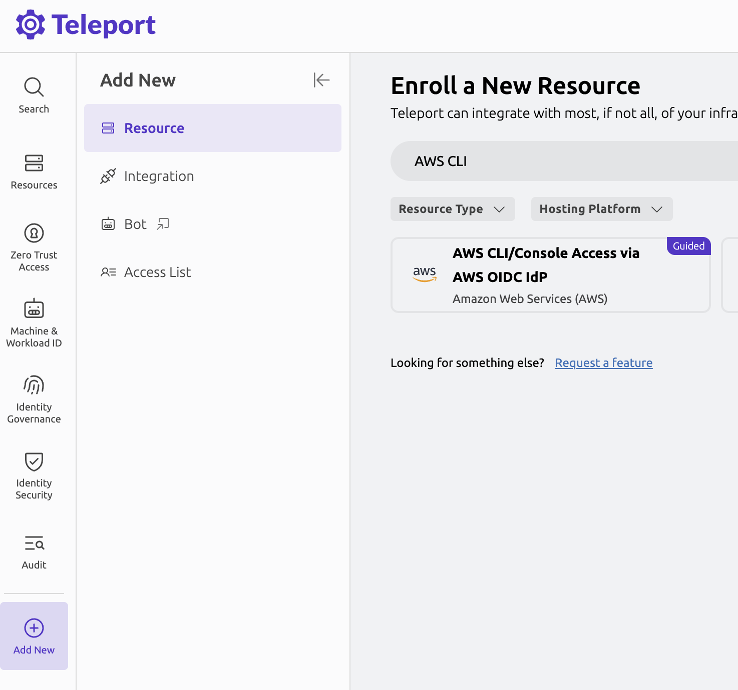 Screenshot of AWS CLI/Console Access via AWS OIDC IdP enrollment wizard tile
